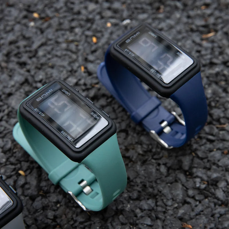 2025 Reloj electrónico deportivo rectangular para hombre, resistente al agua, alarma de luz nocturna, reloj Digital ligero y portátil para hombre