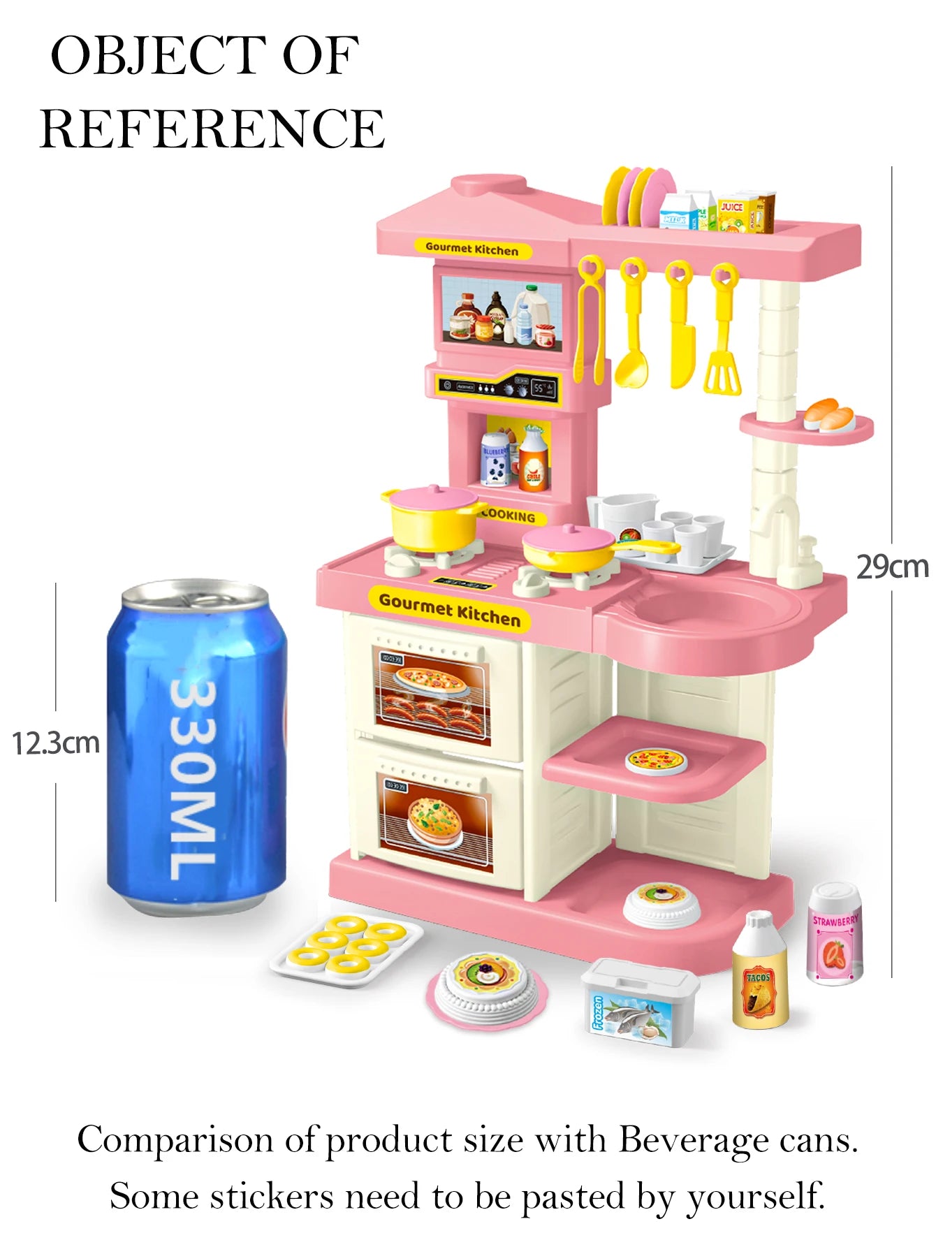 Los niños juegan accesorios de cocina, juego de juguetes, alimentos de cocina, sartenes, ollas de leche, pan, tenedor para niños mayores de 3 años y niñas