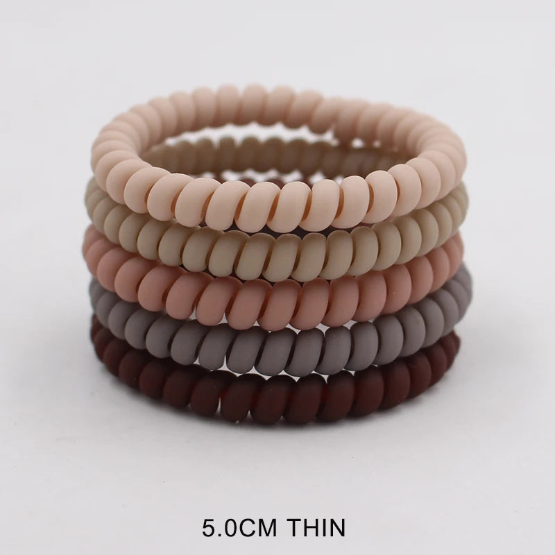 Banda elástica para el cabello, banda para el pelo con cable en espiral esmerilado, lazo para el pelo, Goma elástica para la cabeza, color liso mate, 5 unidades por juego, nueva moda