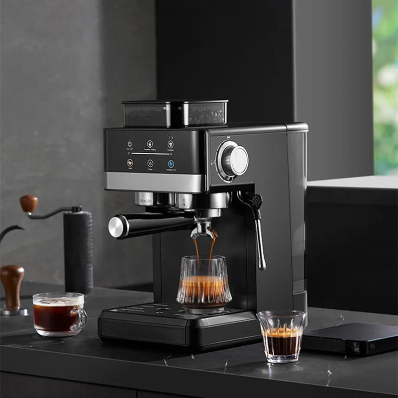 Molino de Café Eléctrico + Máquina de Café Integrada | Totalmente Automático, Granos de Café Recién Molidos | Molienda Rápida para el Desayuno