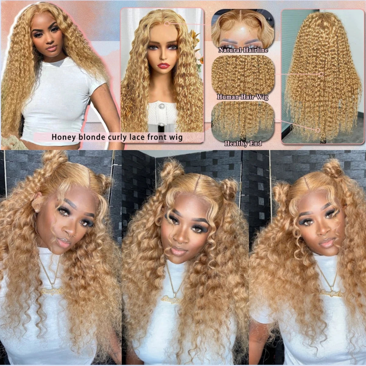 250 Density 30/40 inch 13x4 HD Lace Frontal Wigs for Women Straight 13x6 HD Lace Front Hair 27# Honey Blonde Colored Glueless