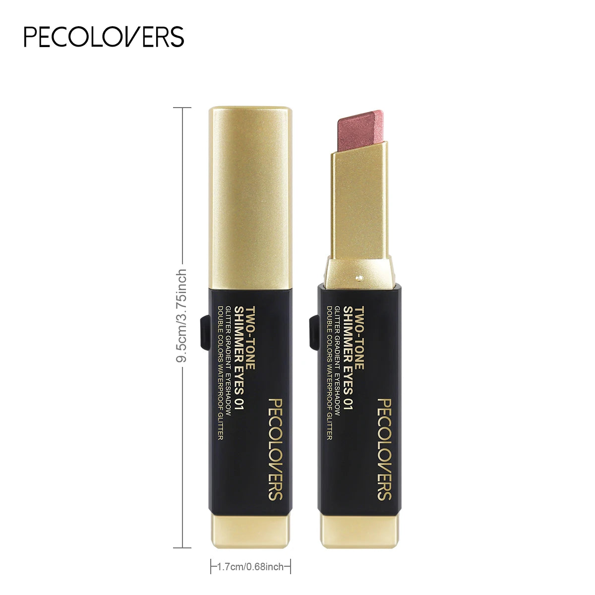 Barra de sombra de ojos de doble color, color de ojos mezclable para maquillaje diario, marrón y rosa, producto cosmético para maquillaje de ojos, 1 ud.