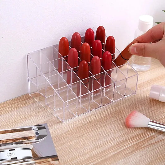Organizador de Lápices Labiales Transparente para el Hogar, Caja de Almacenamiento de Plástico para Escritorio, Organizador de Cosméticos
