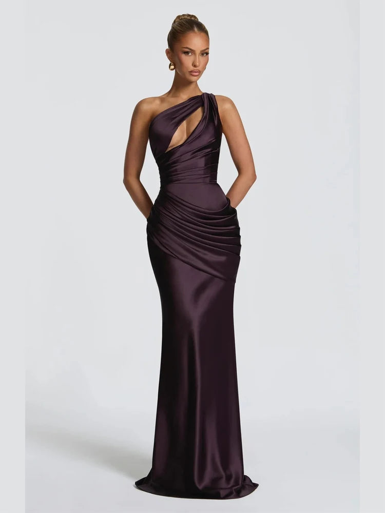 Vestido Maxi Plisado Sólido Sexy con Cuello Halter para Mujer, sin Mangas, sin Espalda, con Cintura Ajustada y Abertura, Vestidos de Fiesta de Verano 2026