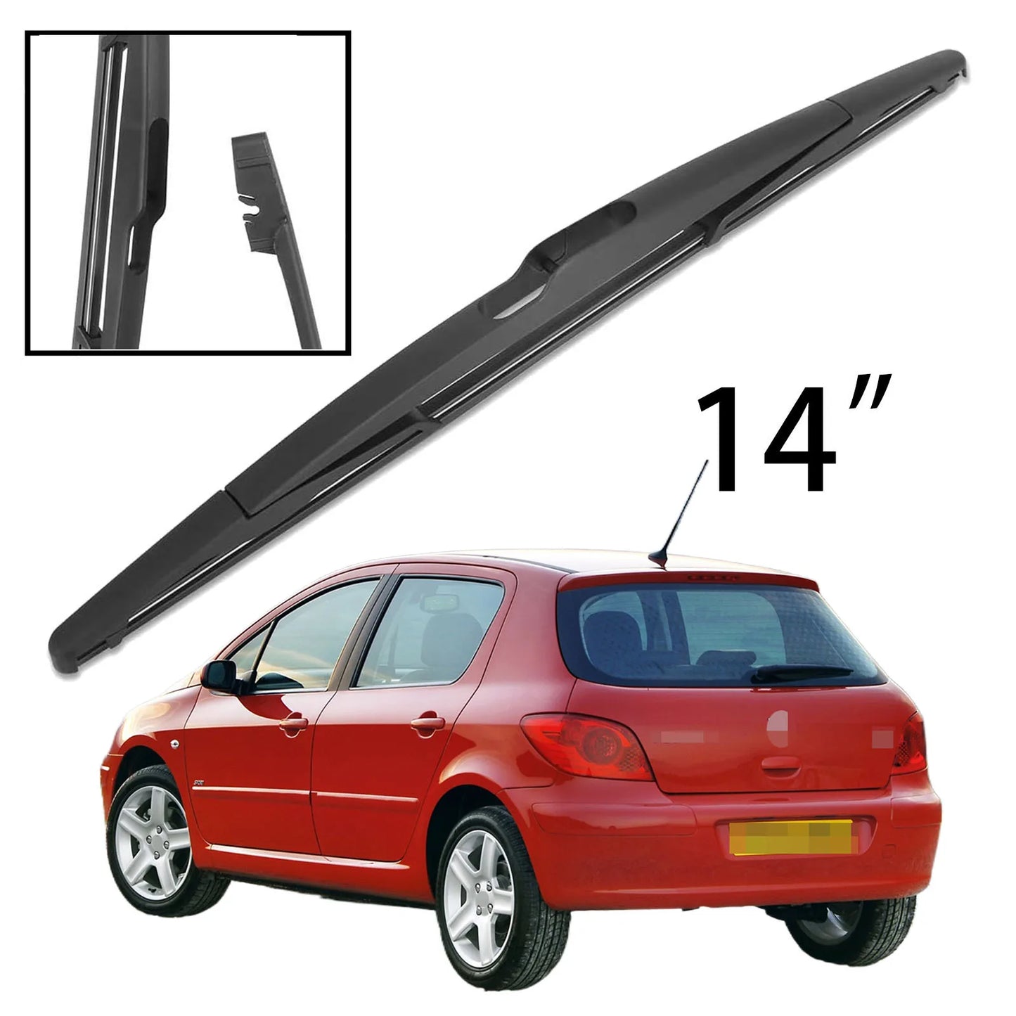 Limpiaparabrisas trasero para Peugeot 307, accesorios de coche, 14 ", 2001-2008 parabrisas limpia escobillas limpiador automóvil goma limpiar prabrisas paraprisa brazo vehículos