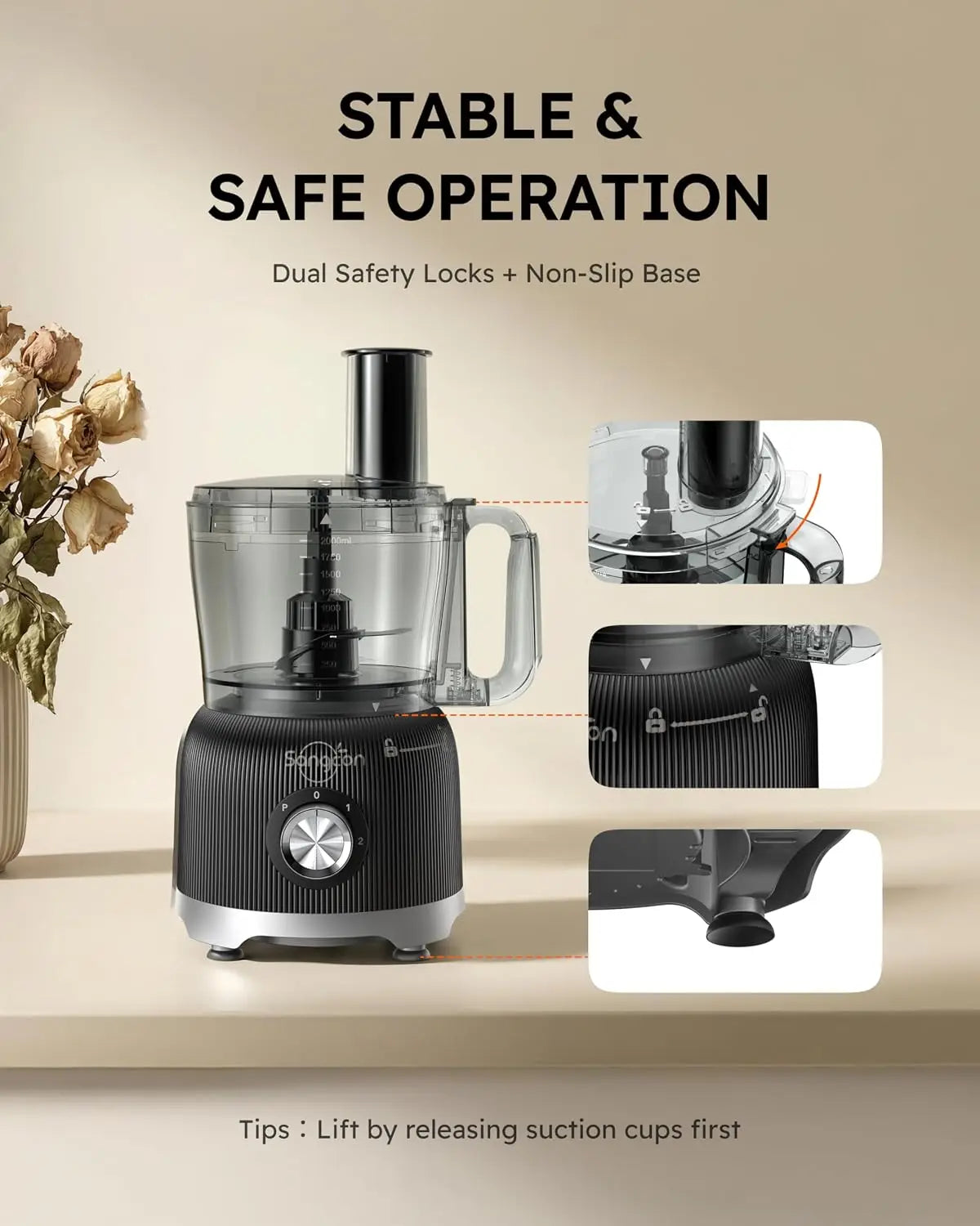 Licuadora y procesador de alimentos combinados para cocina, picadora de verduras de 600W con 2 recipientes de 8 tazas, picadora de alimentos 11 en 1
