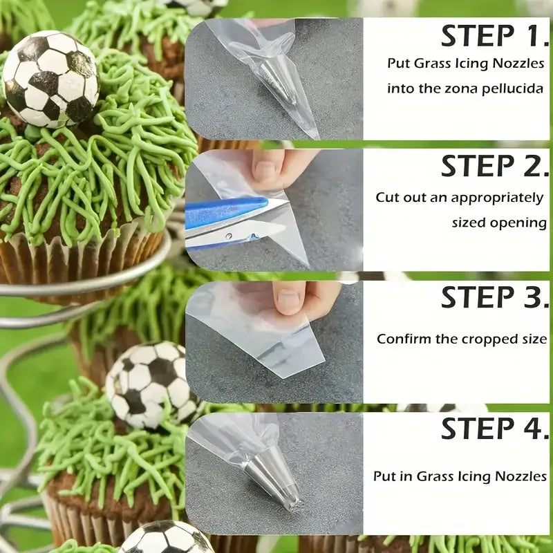 Juego de decoración de pasteles de acero inoxidable, puntas de glaseado sin costuras y boquillas para tuberías de hierba, Ideal para decoración de pasteles DIY, suministros para hornear, 3 uds.