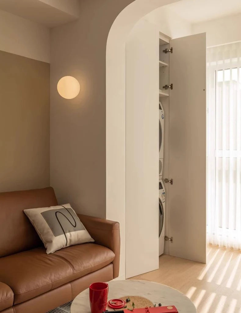 Lámpara de bola de cristal, lámparas de pared de cristal blanco lechoso modernas para dormitorio, sala de estar, sofá, fondo, Base oculta, luz de pared para baño