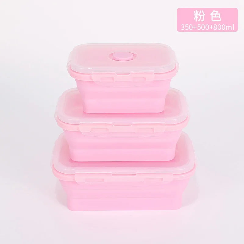 Contenedores plegables de almacenamiento de alimentos de 4PS con tapas y ventilación, juego de contenedores de preparación de comidas plegables de silicona apilables para cocina