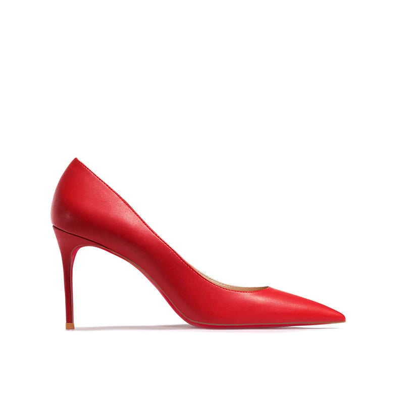 Nuevos Zapatos de Tacón Alto Puntiagudos de Boca Poco Profunda con Tacones Finos, Zapatos Individuales Blancos Mate de Moda para el Trabajo, Suela Blanda, Talla Única
