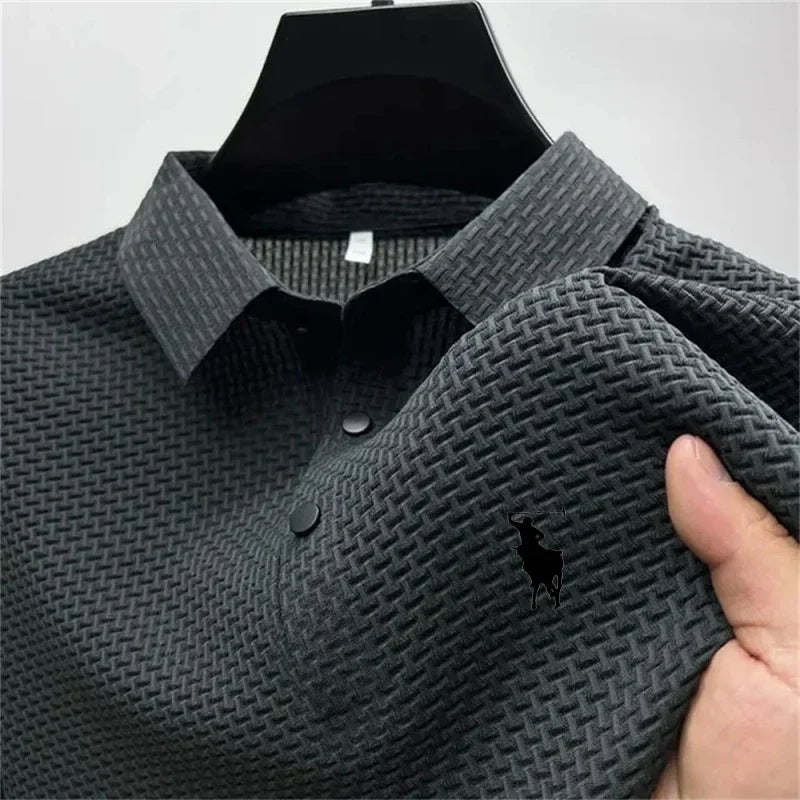 Camisetas de Manga Corta de Seda Helada para Hombre, Verano 2026, Frescas, Transpirables, Estilo Business-Casual, Polo Versátil