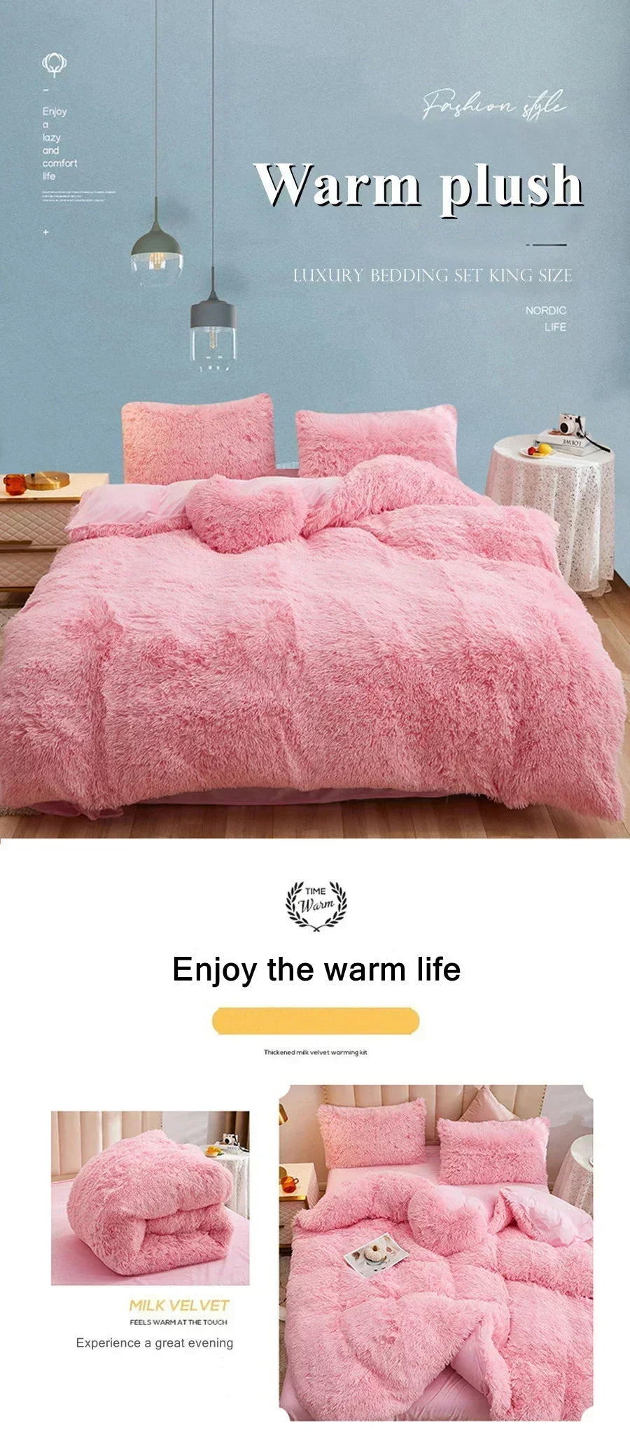 Juego de funda nórdica de felpa de lujo de 3/4 piezas: ropa de cama acogedora y suave, perfecta para el confort del dormitorio, ideal para habitaciones de invitados y dormitorio Aesth
