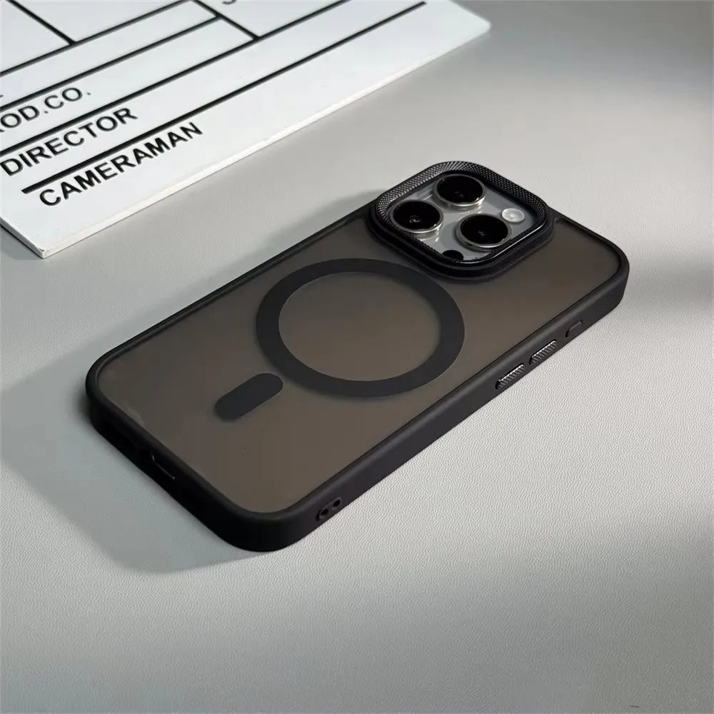Funda protectora de cámara espiritual de lujo para iPhone 15 16 Pro Max 16 fundas Magsafe para iPhone 14 12 11 13 17 Pro Max cubierta mate