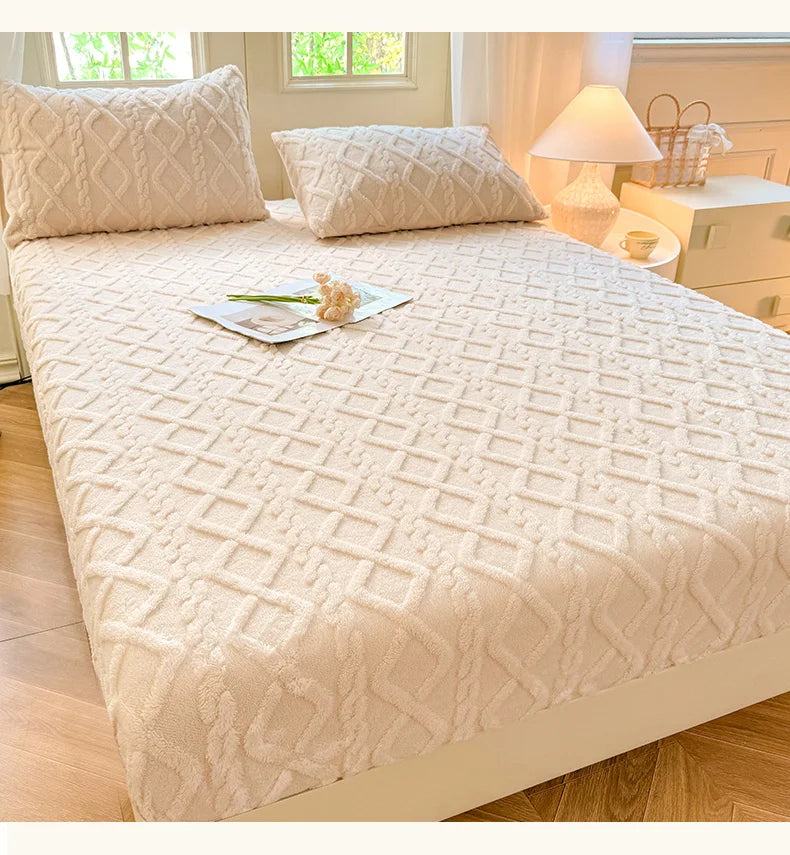 Sábana ajustable de lana Tafu de color sólido, funda protectora para colchón doméstico, antideslizante, de una sola pieza, sin funda de almohada, novedad de 2025
