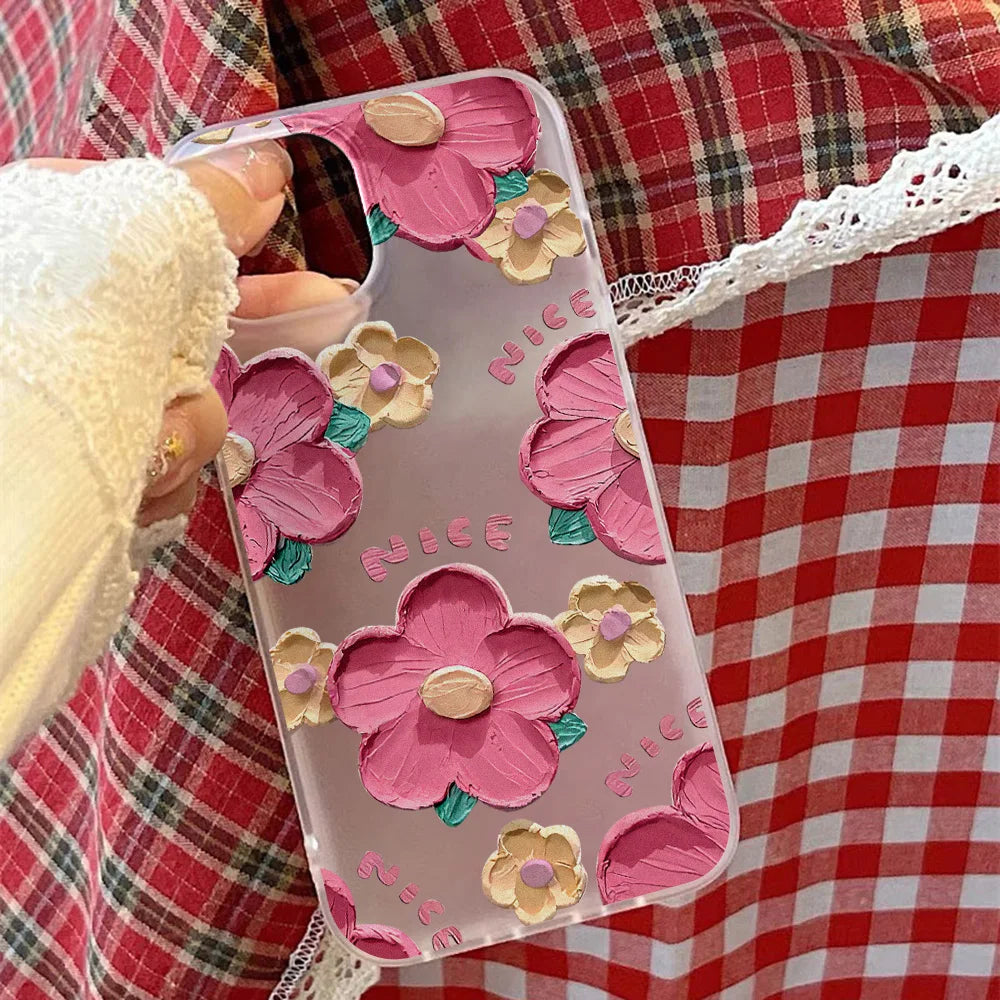 Fundas de teléfono de silicona suave mate para iPhone 15 funda iPhone 16 13 17 Pro Max 14 11 12 Pro 15 16 Plus funda transparente a prueba de golpes con flores
