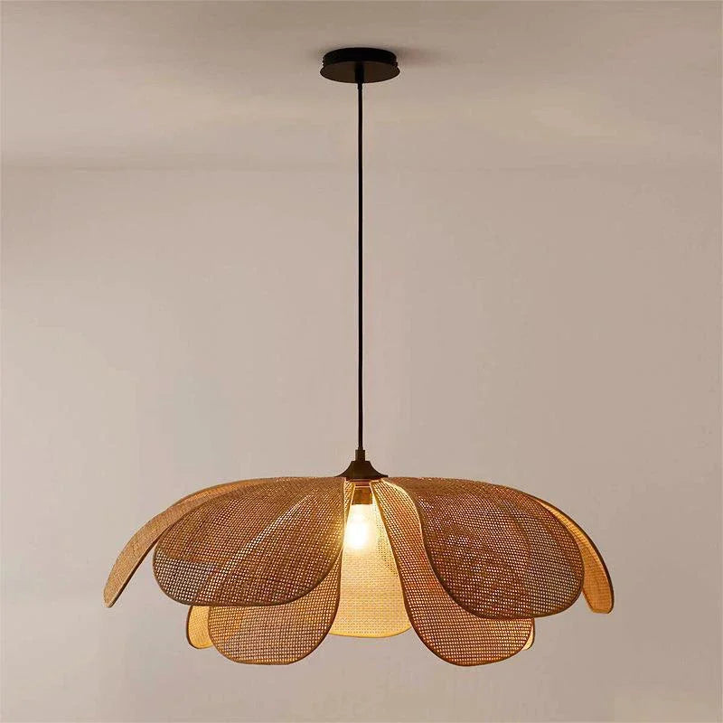 Lámparas de techo, lámpara colgante de ratán con forma de flor, lámpara colgante de ratán tejido para sala de estar, comedor, casa de huéspedes, decoración del hogar