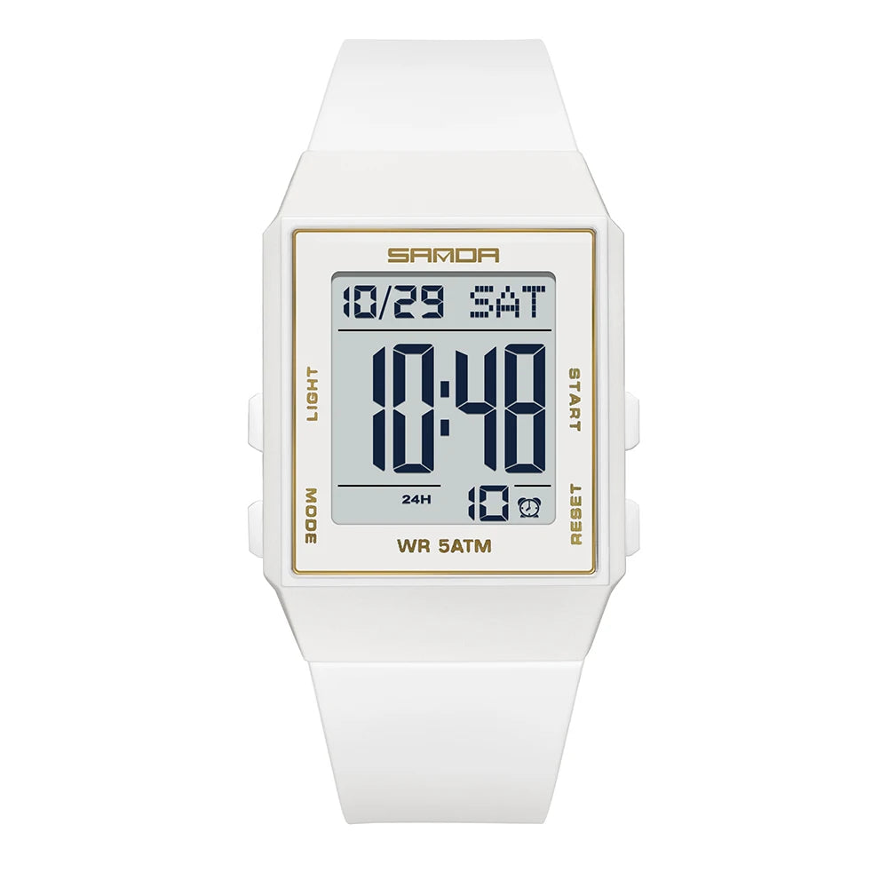 Relojes de Moda SANDA para Mujer, Reloj Deportivo con Correa de Silicona, Resistente al Agua 3ATM, Pantalla LED Digital, Regalo para Mujer