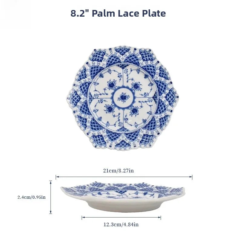 Juego de vajilla de porcelana blanca de Jingdezhen con diseño de hierba Tang azul y blanca, plato llano para uso doméstico, t...