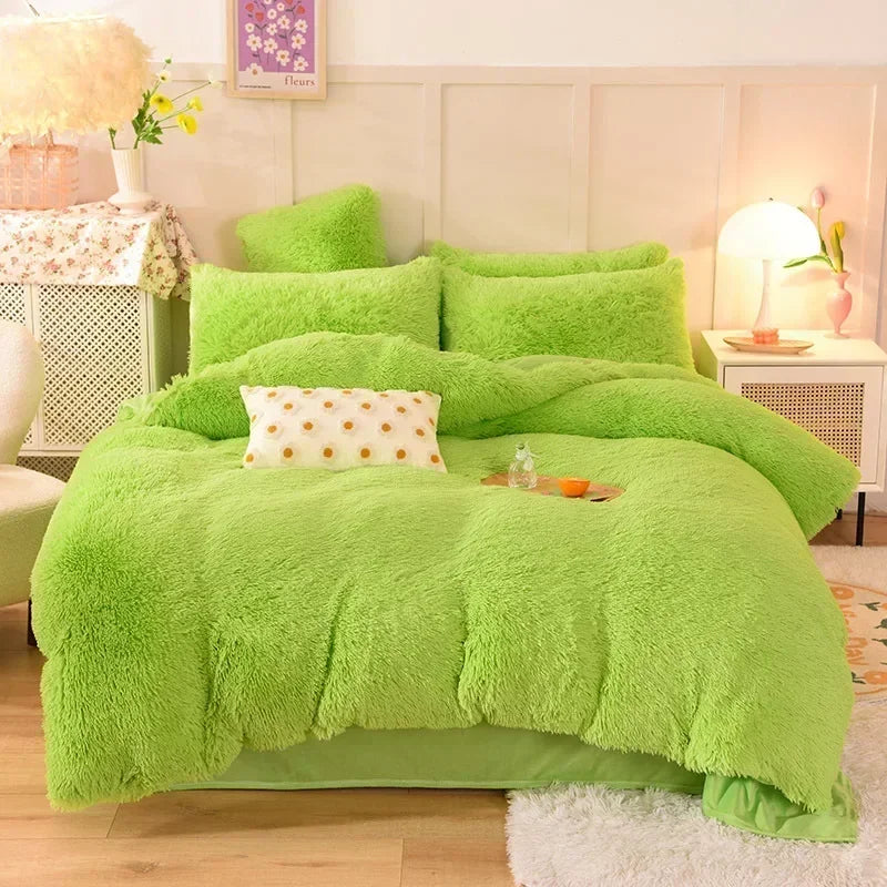 Juego de funda nórdica de felpa de lujo de 3/4 piezas: ropa de cama acogedora y suave, perfecta para el confort del dormitorio, ideal para habitaciones de invitados y dormitorio Aesth