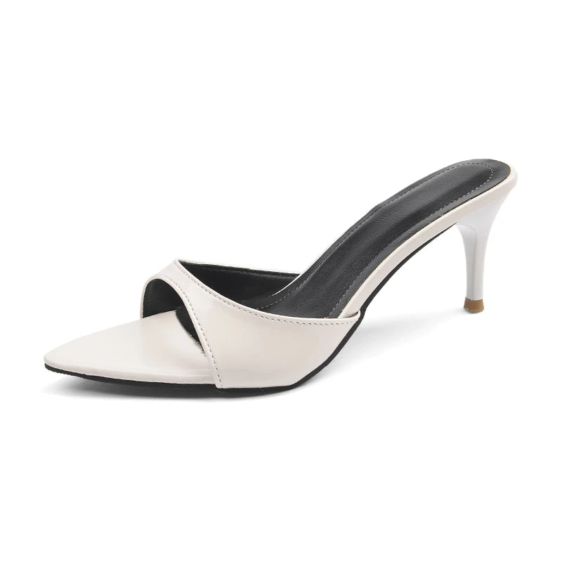 Tacones altos para mujer, moda de verano para mujer, tacones de aguja clásicos puntiagudos con punta abierta, sandalias sexis de fiesta para mujer