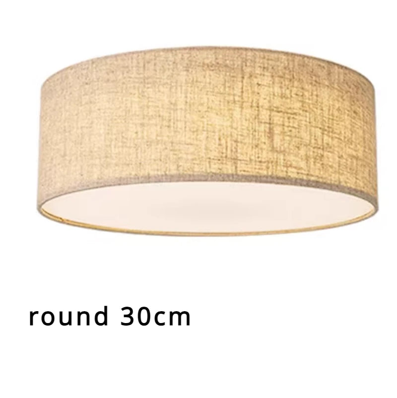Lámpara de techo LED nórdica para sala de estar, candelabro de lino para dormitorio, cocina, pasillo moderno Simple, decoración de Loft, lámpara redonda
