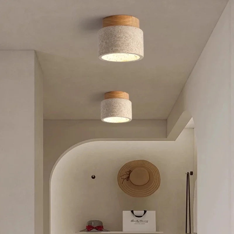 Lámpara de techo LED de piedra travertino, accesorio de iluminación para pasillo, sala de estar, comedor, decoración de dormitorio, lámpara de techo