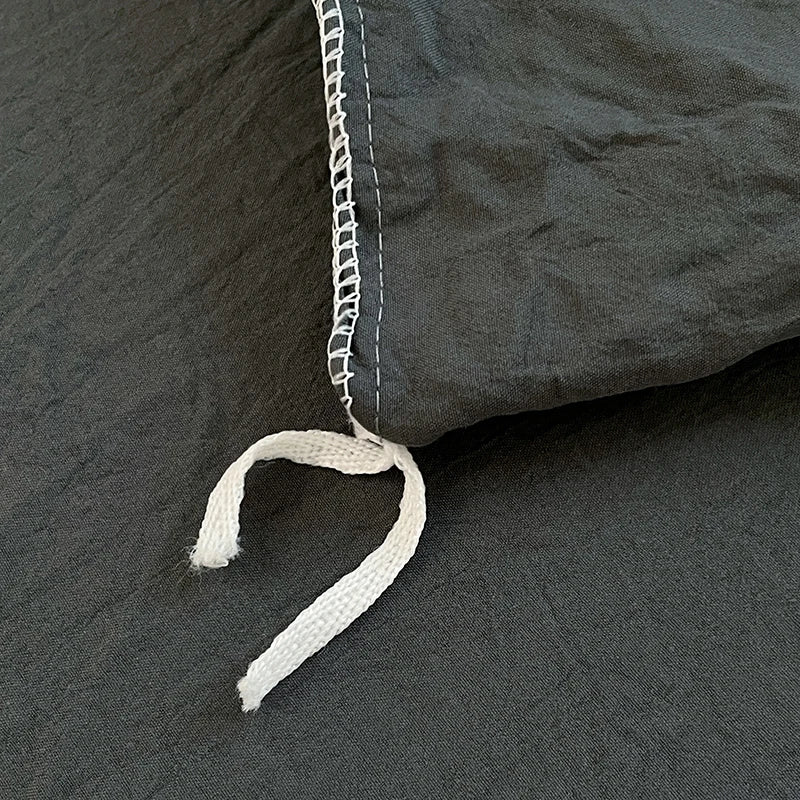 Juegos de fundas de edredón gris oscuro a la moda, fundas de edredón cepilladas, juegos de cama individual doble Queen, funda de almohada para niños, funda de edredón sólida