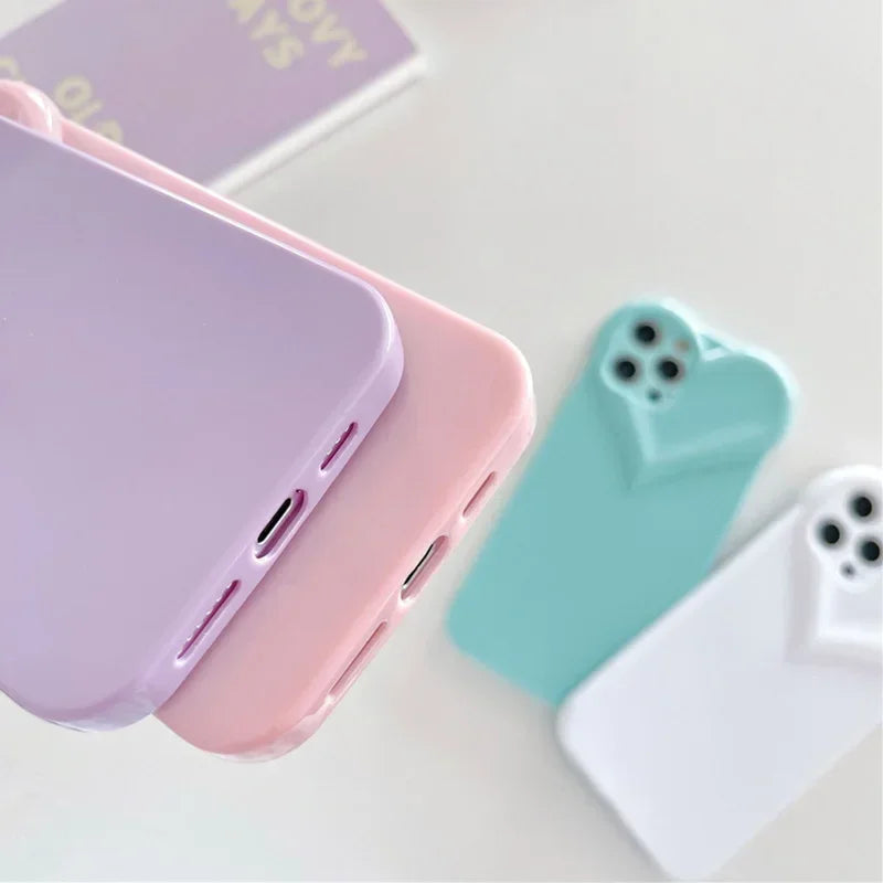 Fundas de teléfono con lente protectora de corazón de amor para IPhone 17 16 Pro Max 15 14 13 12 11 Pro Xs XR 7 8 Plus SE2/SE3 TPU cubierta trasera a prueba de golpes