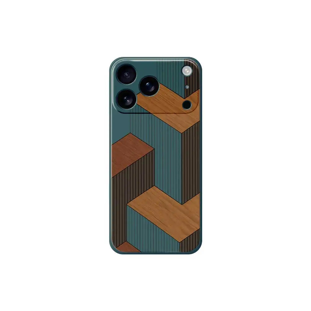 Fundas de teléfono geométricas de madera para iPhone 17 Pro Max 17 Air 16 15 14 13 12 11 Pro Max XS Max 7 8 Plus 16e 16 Plus TPU funda Coque