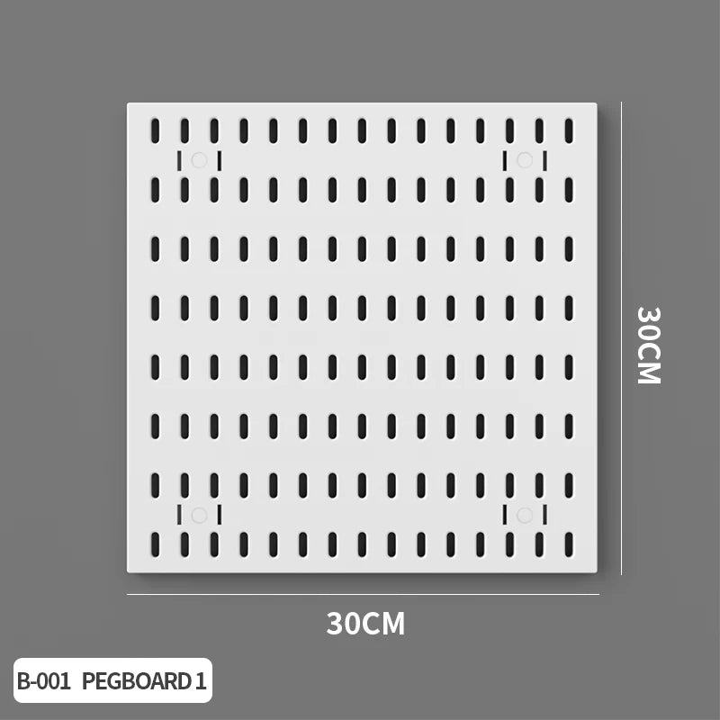 Kit organizador de pared combinado con tablero perforado DIY: paneles colgantes modulares, instalación sin perforaciones, ideal para exhibición de pared de habitaciones artesanales
