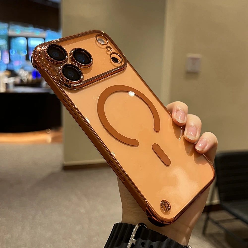 Funda sin marco para iPhone 17 Pro Max Air, compatible con carga inalámbrica MagSafe, para iPhone 13 14 15 16 Pro Max, cubierta delgada de PC con revestimiento