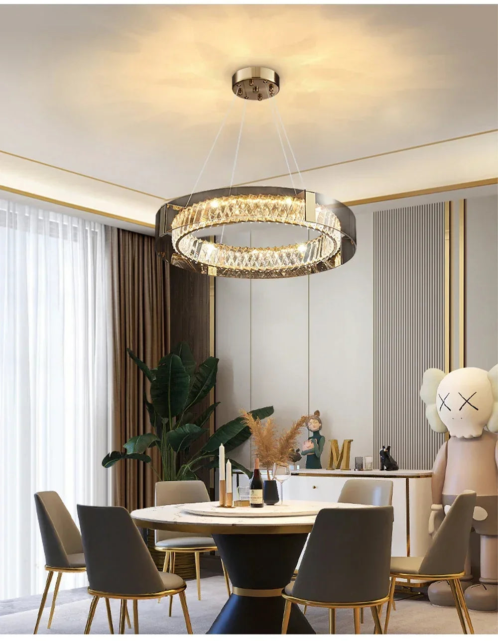 Luces de techo de cristal, luces LED, candelabro de techo moderno, lámparas regulables de lujo, decoración de habitación, Plafonnier, decoración del hogar para dormitorio