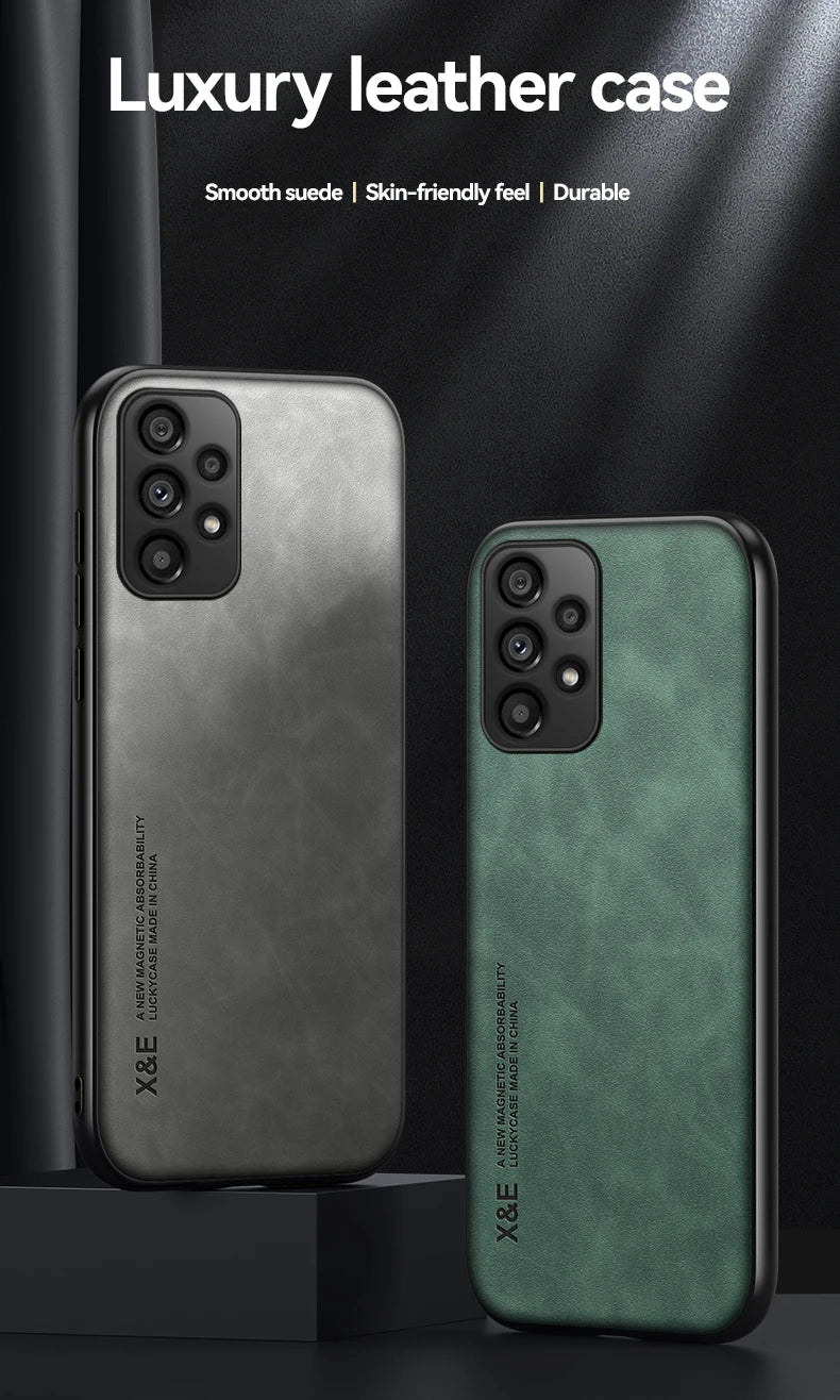 Funda de teléfono de cuero esmerilado magnético con placa de hierro oculta para Xiaomi 17 Pro Max 15T 15 14 14T 13 13T 12 12T 11 11T Pro