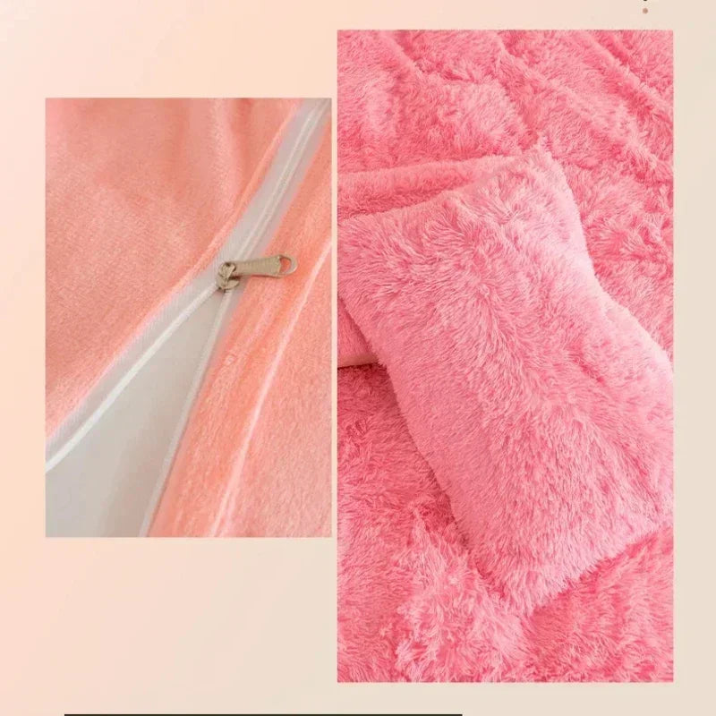 Juego de funda nórdica de felpa de lujo de 3/4 piezas: ropa de cama acogedora y suave, perfecta para el confort del dormitorio, ideal para habitaciones de invitados y dormitorio Aesth
