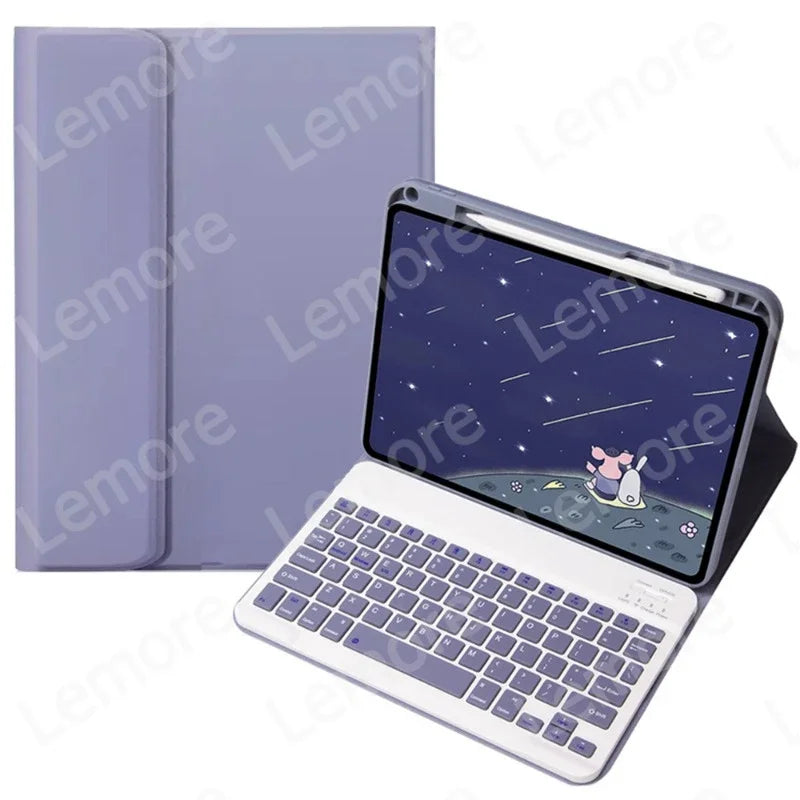 Funda con teclado para Xiaomi Redmi Pad 2 2025, funda con soporte de 11 pulgadas con ranura para lápiz, teclado español, portugués, ruso y inglés