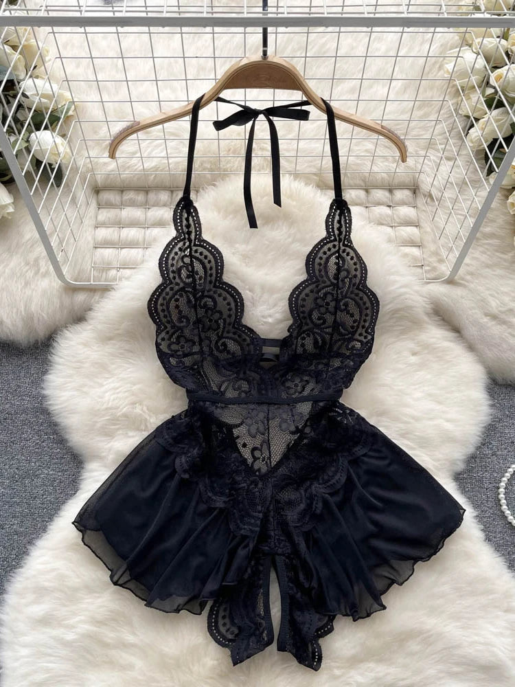 Ropa de dormir para fiesta de San Valentín, Catsuits combinados, peleles de tiras de malla eróticos íntimos ajustados, monos de mujer, lencería, conjuntos sexys