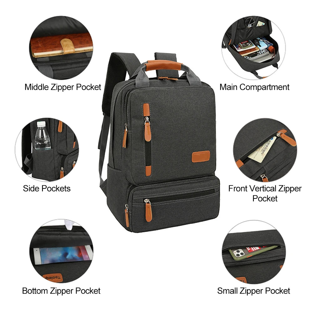 Conjunto de mochila para ordenador portátil para hombre y mujer, bolso de hombro con bolsillo pequeño para viaje, escuela, negocios, trabajo y Universidad, 3 piezas