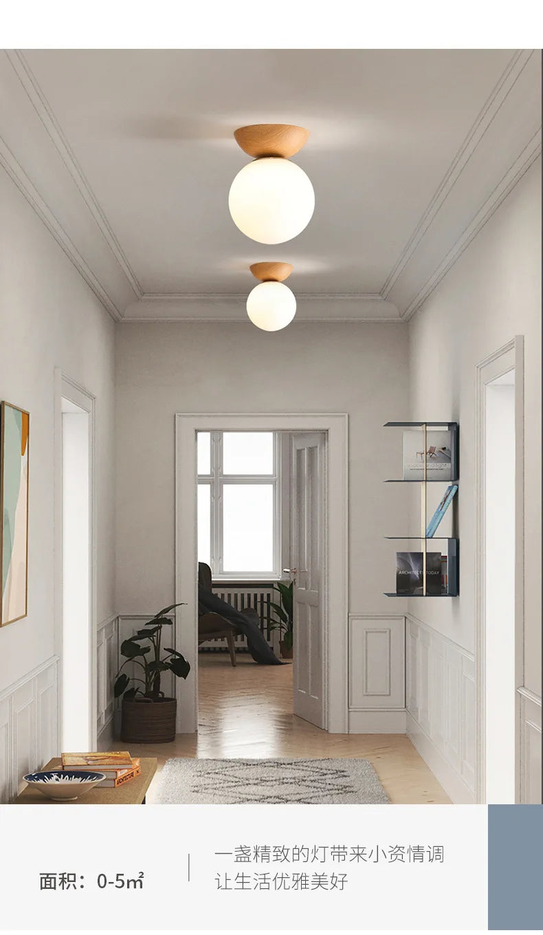 Lámparas para sala de estar, luz Led de techo para puerta de entrada japonesa, pasillo de aire, balcón nórdico, bola redonda