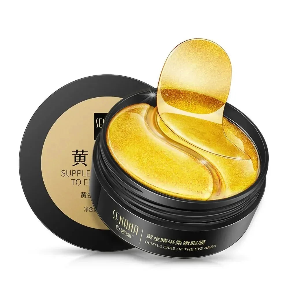 60 piezas de mascarilla de ojos reparadora de ácido hialurónico dorado parches hidratantes y reafirmantes para los ojos mascarilla de cristal para el cuidado de la piel coreana