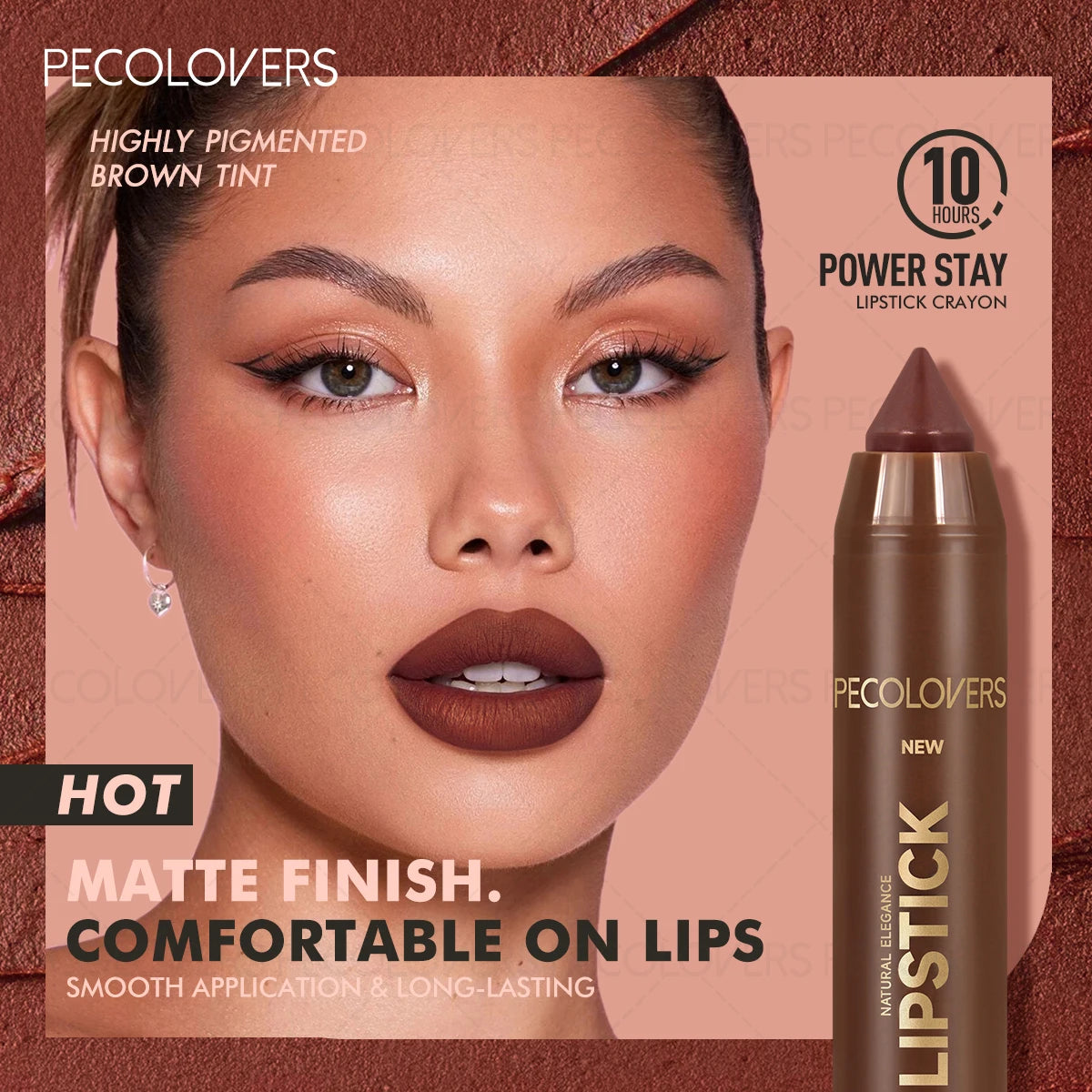 Delineador de labios y lápiz labial 2 en 1 (1 unidad): acabado mate, para definir el contorno de labios, se adapta a estilos de maquillaje de otoño e invierno