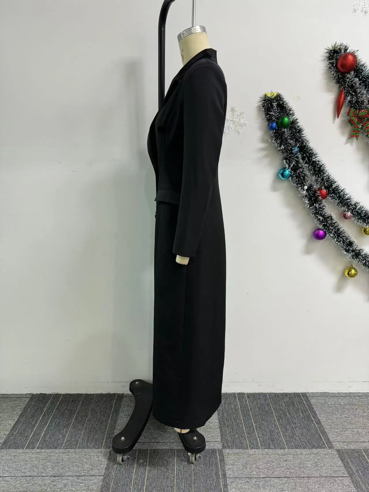 CM.YAYA moda mujer OL trabajo doble botonadura con muescas manga larga Maxi vestido primavera Sexy noche elegante fiesta calle vestidos largos