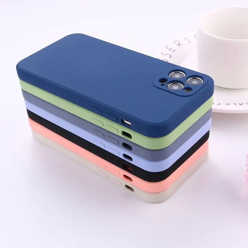 Funda de teléfono con protección de cámara para iPhone 11, 12, 13, 14 Pro Max XS X XR 7 8 Plus SE 2020, fundas traseras de parachoques a prueba de golpes