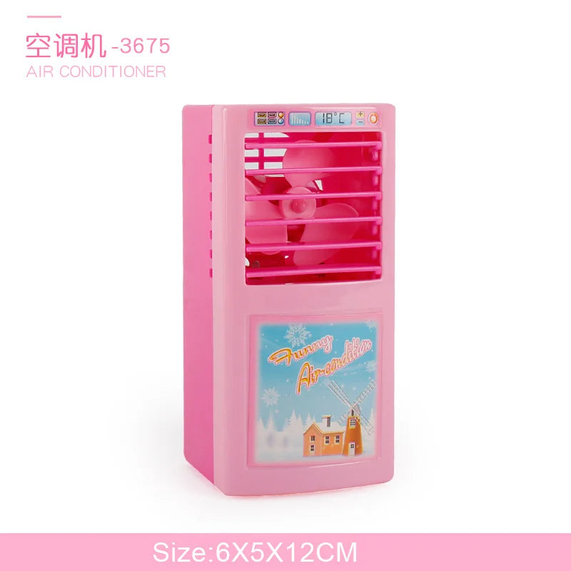 Casa de juegos de cocina simulada para niños, pequeños electrodomésticos, refrigerador, secador de pelo por microondas, máquina de café, hervidor eléctrico de juguete