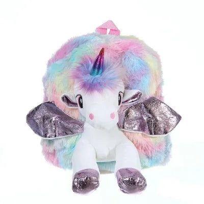 Mochila escolar de dibujos animados de unicornios para niñas, morral 3D de piel de viaje, bonito, regalo para niños