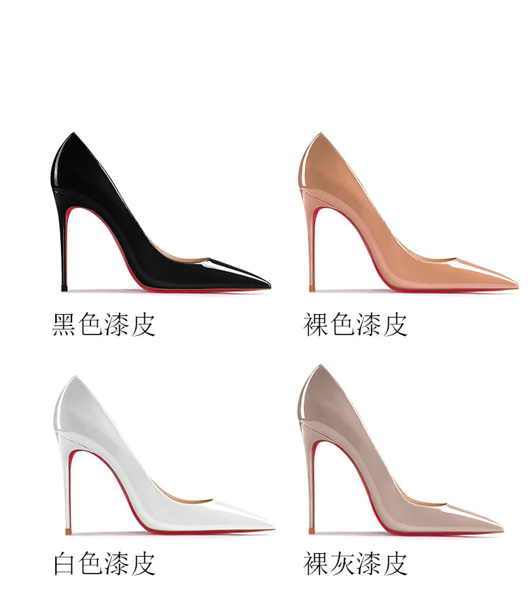 Nuevos Zapatos de Tacón Alto Puntiagudos de Boca Poco Profunda con Tacones Finos, Zapatos Individuales Blancos Mate de Moda para el Trabajo, Suela Blanda, Talla Única