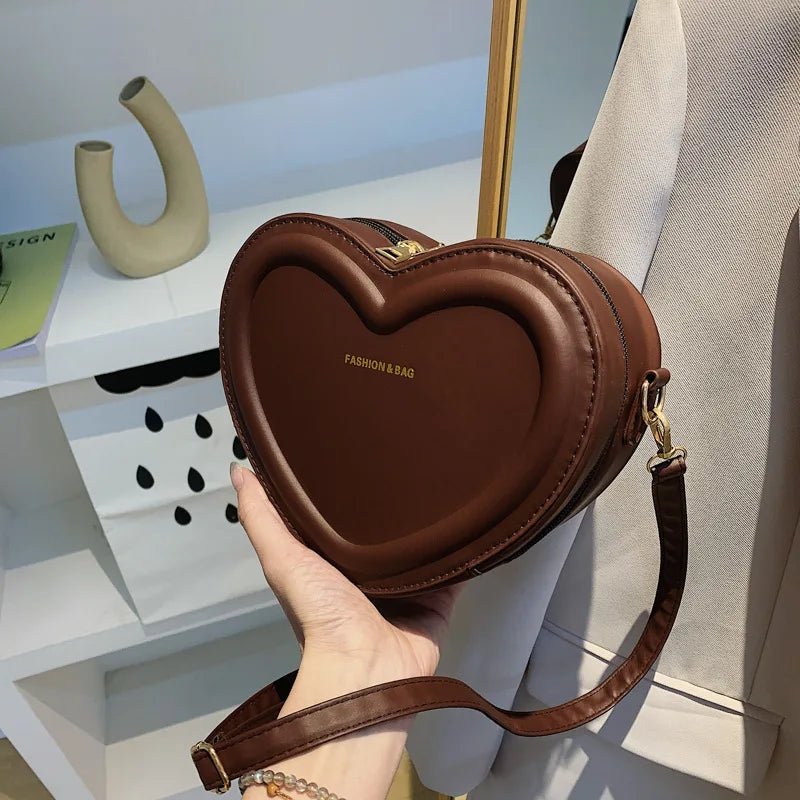 Gran oferta de bolsos cruzados con forma de corazón para mujer, bandoleras de piel sintética sólidas, bolsos de moda
