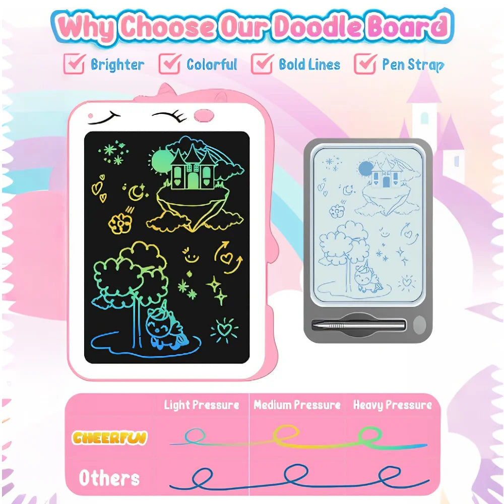 Tableta de Escritura LCD Unicornio de 8.5 Pulgadas para Niños, Pizarra de Dibujo, Juguete Educativo Esencial para Viajes, Regalo de Cumpleaños 3+
