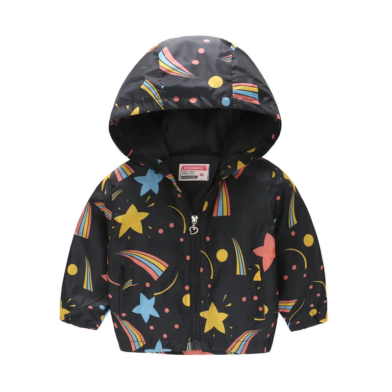 Chaqueta con capucha para niñas, abrigo cortavientos con cremallera, ropa para niños de 1, 2, 3, 4, 5 y 6 años, bonitos animales de dibujos animados, para primavera y otoño