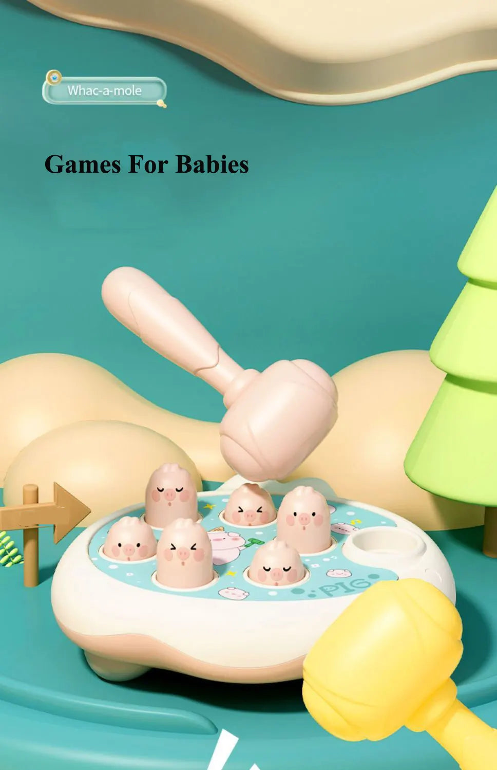 Juguete de pato/rana/cerdo para bebé, juego de aprendizaje Montessori, rompecabezas educativo, regalo para niños pequeños de 12 a 24 meses, niño/niña con martillo