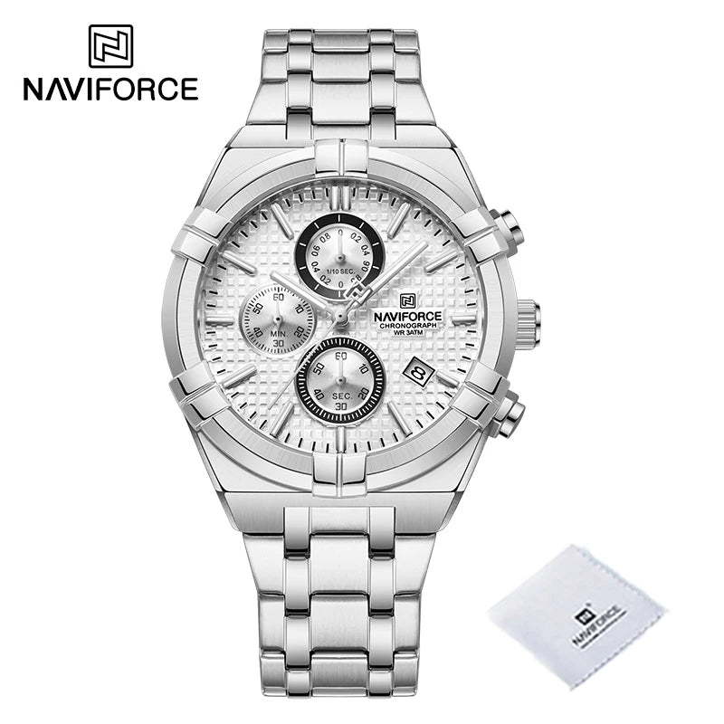 NAVIFORCE relojes originales para hombre, cronógrafo deportivo de cuarzo a la moda, reloj de pulsera para hombre Simple salvaje resistente al agua con pantalla